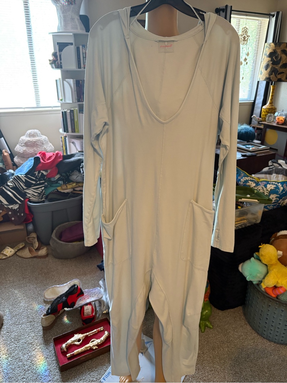 EUC Free People Movement Hot Shot LS Jumpsuit Light Blue M